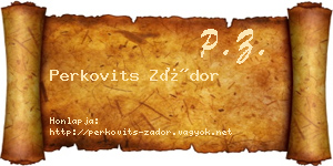 Perkovits Zádor névjegykártya